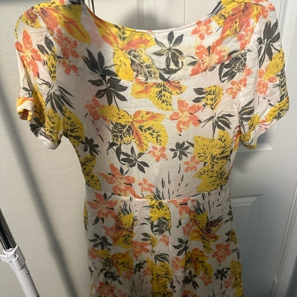 Free People Tropical Floral Boho Cutout Tie Front Part Time Lover Mini Dress 4 - Picture 8 of 9